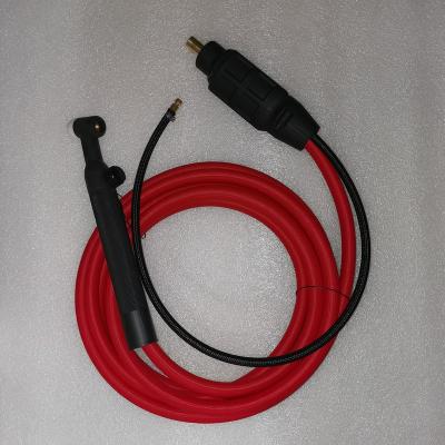 China WP26V Tig Welding Torch 4M Red Soft Hose Cable with Euro 35-70 Gas Connector and Quick Connector WP26v for sale