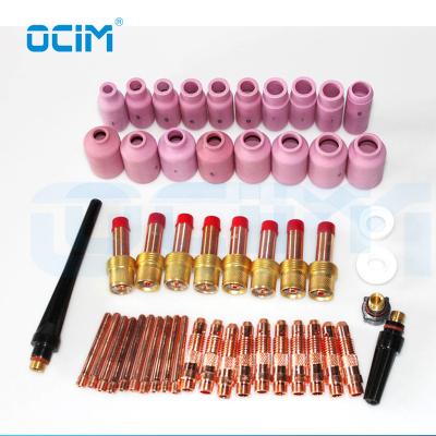 China SR17 SR18 SR26 51PCS TIG Welding Torch Consumables Accessories alumina gas lens, back cap, bushing body for wp 17 18 26 series for sale