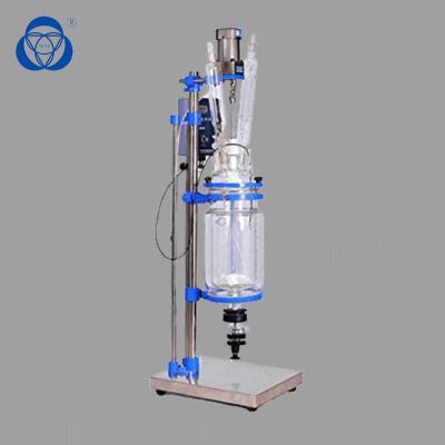 China PTFE Material Stirrer Jacketed Glass Reactor , Double Layer Glass Reactor Explosion Proof for sale