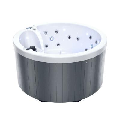 China Modern New Design 19 Jets Round Massage Whirlpool Bathtubs Wooden Hot Tubs Spa for sale