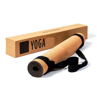 China Factory price private label anti-slip 100% natural rubber printed cork yoga mat for sale