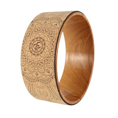 China Professional Grain Cork Yoga Wheel Wood Fitness Yoga Exerciser Sports Accessories Wholesale Top Sales for sale