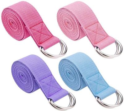 China Custom Cotton Yoga Belt Adjustable Gym Fitness Durable Stretching Organic Yoga Strap for sale