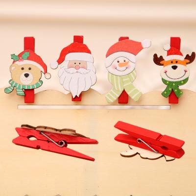 China Christmas Decoration Christmas Supplies Wooden Clip DIY Santa Claus Christmas Decorations Christmas Cartoon Small Wooden Clip 5CM for sale