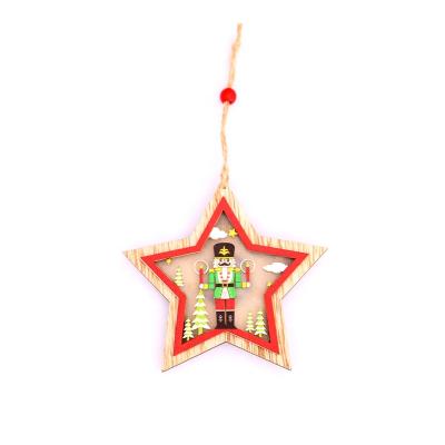 China Chirstmas Decor Wooden Walnut Soldiers Christmas Tree Decorations Hotel Scenes Christmas Tree Light Pendant for sale