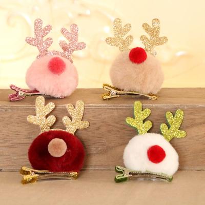 China Christmas factory hot sale can be customized children's gift exquisite antler plush hairpin for sale