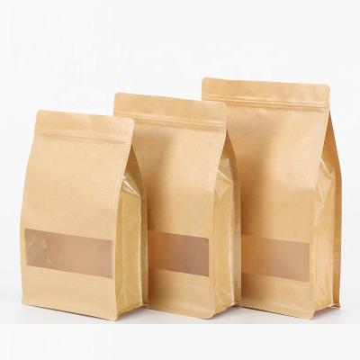 China Different Size 8 Recyclable Reusable Eco Friendly Kraft Sides Sealed Thick Bag for sale