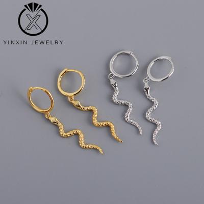 China YiXinJewelry Elegant S925 Sterling Silver Snake Shape Earrings 14K Gold Plated Earrings Women's All-match Fashion Jewelry Factory Outlet for sale