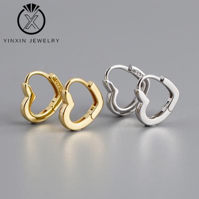 China New YiXin Elegant Jewelry Love Earrings S925 Sterling Silver Gold Plated Earrings For Ladies Small Fashion Heart Shaped Jewelry for sale