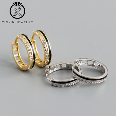 China YiXin Jewelry S925 Sterling Silver Elegant Circle Earrings Drop Glue Zircon Cavity Earring Ladies Shape Personality Gold Jewelry for sale