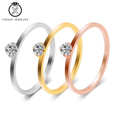 China Factory wholesale romantic simple diamond jewelry YiXin diamond ring student titanium steel fairy children travel fashion jewelry for sale