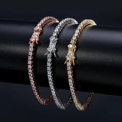 China YiXin Jewelry Explosive Wholesale Full Diamond Duck Tennis Tongue Tennis Hip Hop Jewelry FASHION Handmade Chain Buckle Bracelet for sale