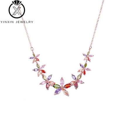 China Wholesale hot-selling European and American YiXin AAA Zircon Necklace Colorful Zircon Pendant Necklace CLASSIC jewelry accessories for sale