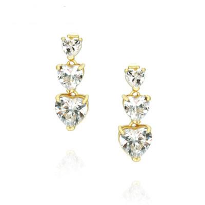 China Source FASHIONABLE Wholesale Earrings, Popular Zircon Earrings 18K Heart Jewelry Heart Shaped Gold Plated Dangle Earrings for sale