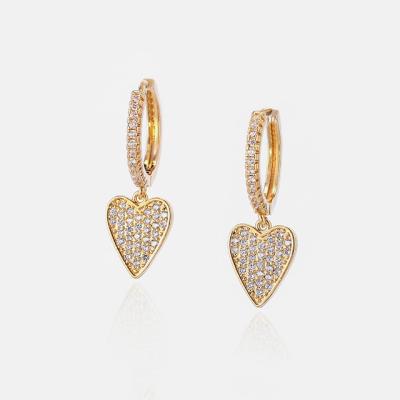 China Fashion simple heart earrings full of zircon earrings diamond half of European and American dangling earrings from YiXinJewelry simple and elegant for sale