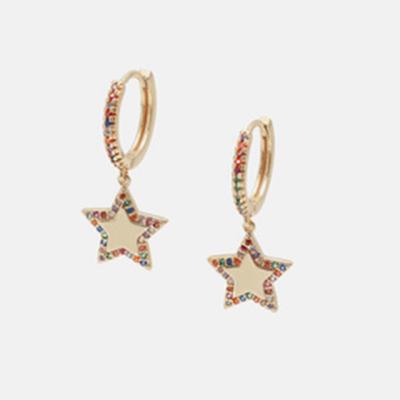 China Zircon Star Color Selling Jewelry YiXin Five-pointed Star Stud Earrings New Manufacturers Hot Elegant Fashion Wholesale Popular Color Zircon Five-pointed Star Earrings for sale