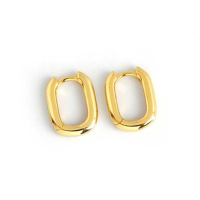 China Hot YiXinJewelry Earrings 24K Gold Retro Personality Ear Hoop Fashion Simple Oval U-shaped Korean TRENDY Buckle Earrings for sale