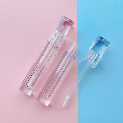 China Wholesale JIE MEI Lip Gloss Packaging Stock MOQ 100PCS Good Price PETG Square 4ML Lip Gloss Empty Container Cosmetic Tube Material for sale