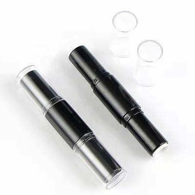 China Custom Empty Logo Lipstick Container Cosmetic Packaging Private JIE MEI Stock Dual Sides Lipstick Tube Black D12.1MM for sale