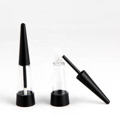 China JIE MEI Stock MOQ 100PCS Matte Black Cone Shape Empty Lipstick Cosmetic Liquid Tube Make Your Brand Lip Gloss Wand Cosmetic Container for sale