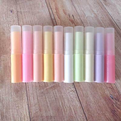 China Custom Logo Round Frosted Lip Balm Container JIE MEI Stock MOQ 100PCS Color 4g Purple Green Multi Cosmetic Lip Balm Empty Tube White Pink for sale