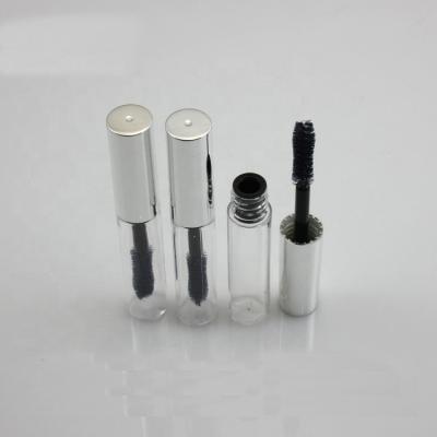 China JIE MEI Stock Small Capacity Metallic Mascara 4ML Empty Bottle Mini Tester Size Mascara Tube Wholesale Cosmetic Silver Cap Mascara for sale