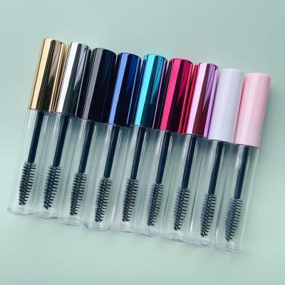 China JIE MEI Stock RTS Cosmetic Shiny Rose Gold Blue Cap 10ML Eyelash Serum Bottle 10ML White Silver Metallic Empty Mascara Tube With Wand for sale