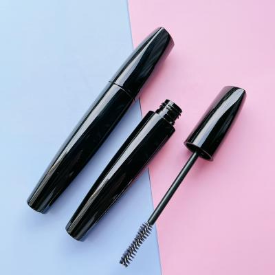 China Wholesale JIE MEI Stock Shiny Glossy Black 15ML Makeup Eyelash Serum Tube Cosmetic Empty Mascara Plastic Bottle With Iron Brush for sale