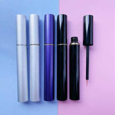 China Wholesale JIE MEI Stock High Quality Round Gold Eyeliner 5ml Eyeliner Serum Cosmetic Aluminum Empty Tube Black Blue Silver Container for sale