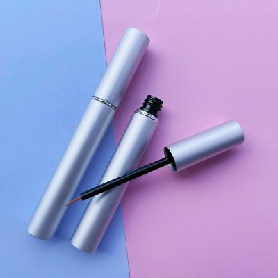 China JIE MEI Stock Luxury Matte Silver Color Eyeliner Cosmetic Aluminum Plastic Empty Tube 5ML Eyelash Serum Bottle Custom Made With Ring for sale