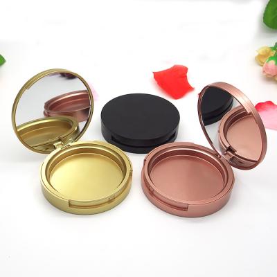 China Wholesale JIE MEI Stock Best Selling D59MM Makeup Pressed Powder Container Matte Black Gold Rose Gold Cosmetic Empty Compact Powder Case for sale