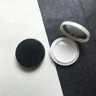 China Cosmetic Plan Stock MOQ 100PCS Round Form Base Glossy Black Empty Case Cushion Wholesale BB Air Pearl White Compact Case for sale