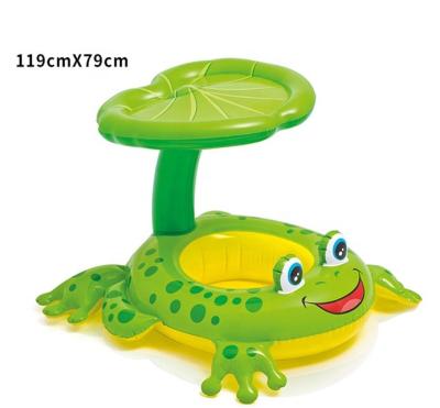 China Green SUN Shade Carry Kid Intex 56584 New Froggy Shaded Intex 56584 Inflatable Float Swimming Ring Bady for sale