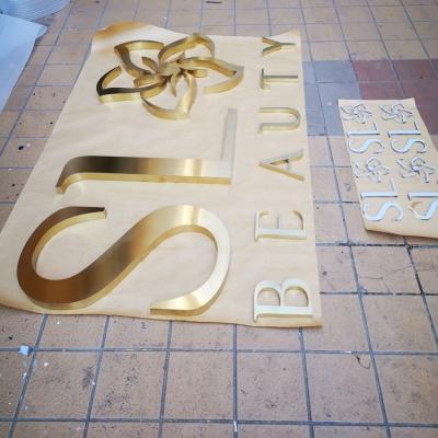 China Waterproof Brushed Mirror Polished Gold Color Stainless Steel Letters Custom Metal 3D Alphabet Letter Signs for sale