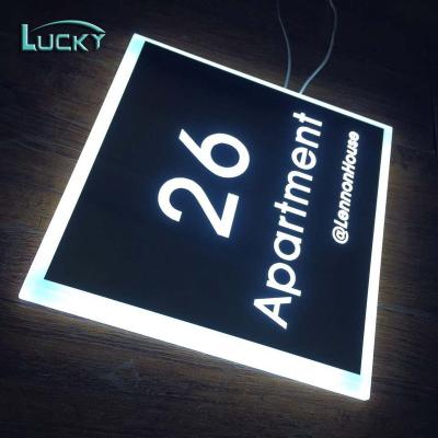 China LUCKY Decoration 2018 Hotel Illuminated Digital Door License Plates / Apartment Room License Plates for sale