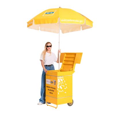 China Sheet Metal Foldable Outdoor Cart With Solar Umbrella for sale