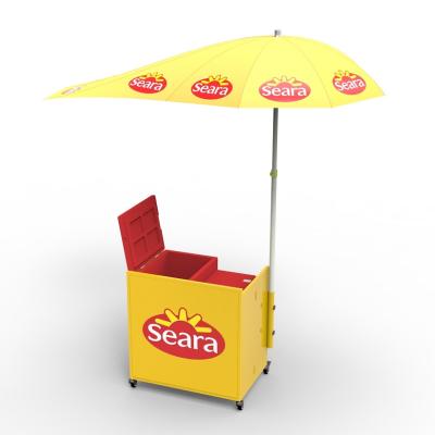 China Collapsible Folding Sheet Metal Beer Cart With Solar Umbrella for sale