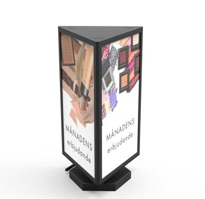 China Eaasy Use Rotating Triangle Table Stand Lcd Advertising Screen for sale