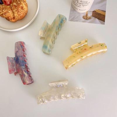 China Wholesale Custom Acrylic Colorful Geometric Big Girl's Shark Hairpin Color 11.5*5cm Jaw Jaw Clip Soft Acetate Colorful For Adult for sale