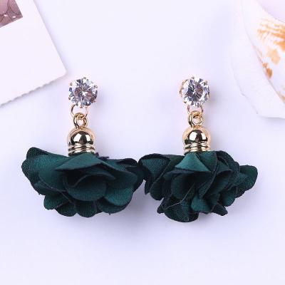 China Hiphop Fabric Multicolor Flower Drop Dangle Earring, Crystal Rhinestone Stud Earring For Women for sale