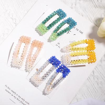 China European and American hairpin candy crystal gradient simple Korean sweet color metal new BB clip color girl hits hair clips for sale