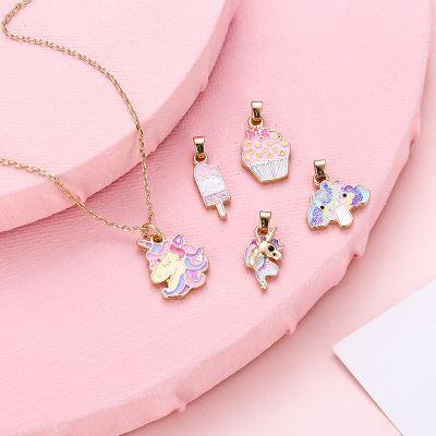 China Popular Diy Alloy Rainbow Cake Ice Cream Fashion Necklace Kids Cartoon Oil Oil Necklace Student Drip Necklace Popular Environmentally Friendly Horse for sale