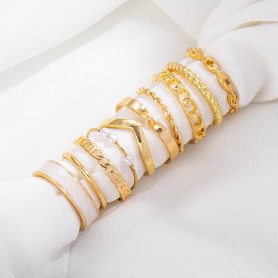 China Industry CLASSIC Korean bead jewelry geometric epoxy ring 10 pieces set European and American ISS combination fashion female ring for sale