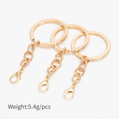 China DIY Souvenir Jewelry Accessories Metal Keychain Hanging Link Chain Four Mounted Key Rings Handmade Material Jewelry Golden Key Chains for sale