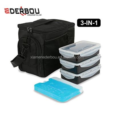 China Insulated Meal Prep Bag with Portion Control Meal Prep Containers - Bento Box Lunch Bag for Adults for sale