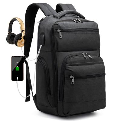 China With USB business travel backpack and mochilas escolares daily backpack with USB charger and earphone jack for sale