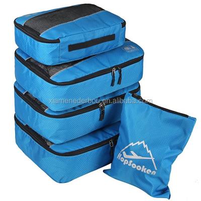 China Japan Style Packing Cubes 5pcs Set Travel Luggage Organizer 4 Large Cubes 1 Laundry Pouch Bag for sale