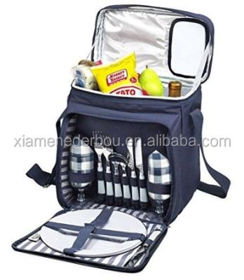 China Blue Insulated Picnic Hamper Picnic Hamper - Lunch Tote Cooler Backpack With Two Flatware Cutlery for sale