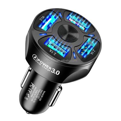 China Wholesale QC 3.0 Mini Led 4 Usb Car Fast Charging Cigarette Lighter 7a 48w Mobile Phone Factory Car Charger for sale