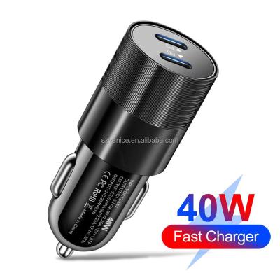 China Fast Charging Type C Car Charger, Fast PD 20W 40w Mobile Phone Dual Usb PD Car Phone Charger Usb Adapter for sale